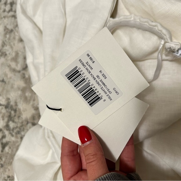 DISSH Aisle Bow Linen Dress Solid White Mini Style Strapless Size 12 US Women’s - Picture 11 of 11